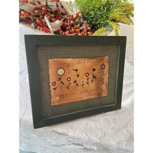 Vintage Primitive Jeri L. Baird Flower Art 10.5” x 12.5”